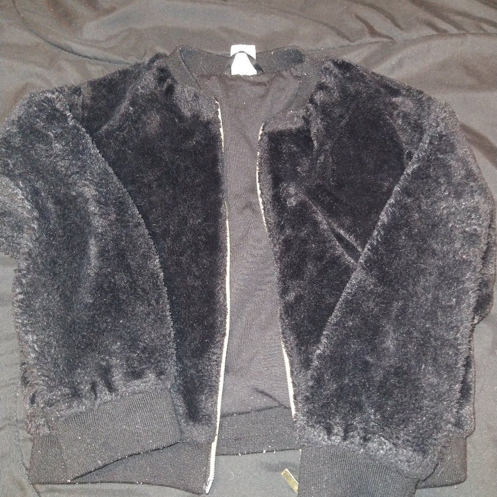 Black fuzzy coat